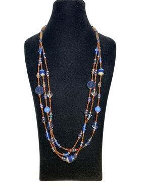 Cato Fashion Jewelry Multicolored Multi Stran Navajo Blue Beaded Necklace NEW